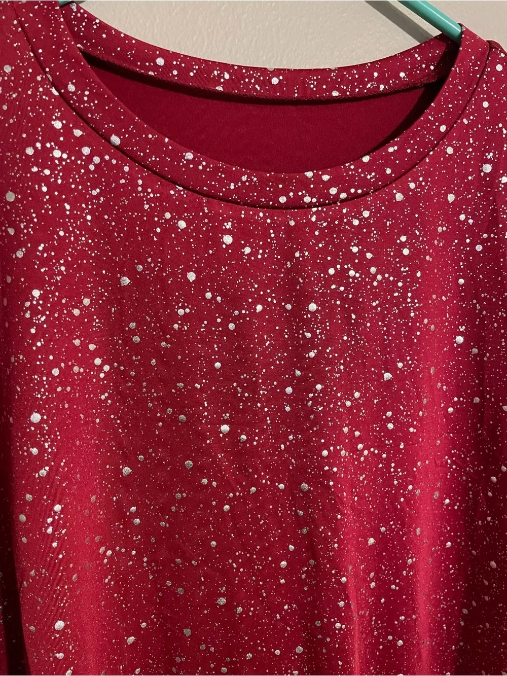 Embellished Crimson Mesh Sleeve Women's Blouse